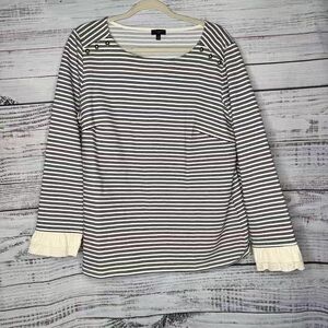 Talbots Striped Blouse with Ruffle Sleeves